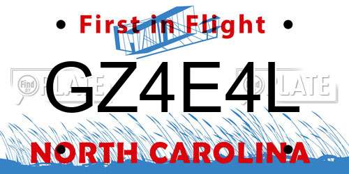 GZ4E4L North Carolina License Plate