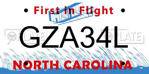 GZA34L North Carolina License Plate