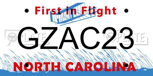 GZAC23 North Carolina License Plate