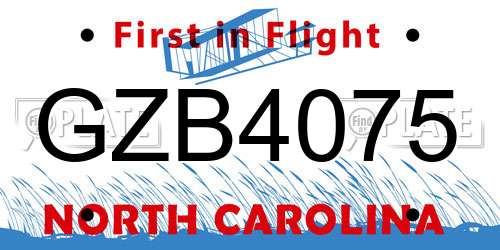 GZB4075 North Carolina License Plate
