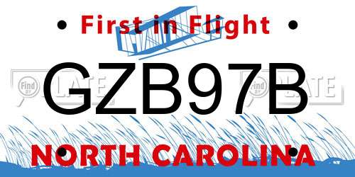 GZB97B North Carolina License Plate
