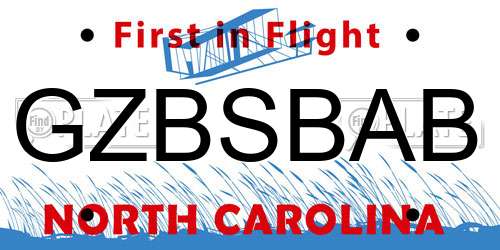 GZBSBAB North Carolina License Plate