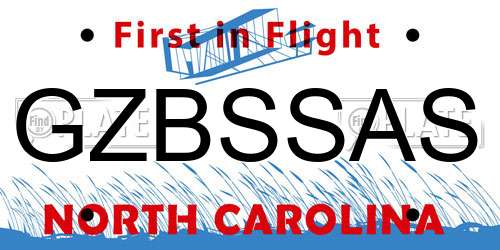 GZBSSAS North Carolina License Plate