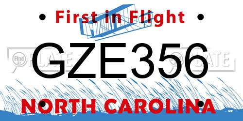 GZE356 North Carolina License Plate