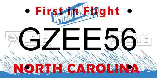 GZEE56 North Carolina License Plate