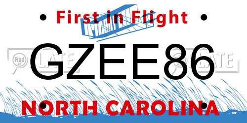 GZEE86 North Carolina License Plate