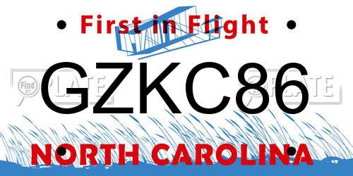 GZKC86 North Carolina License Plate