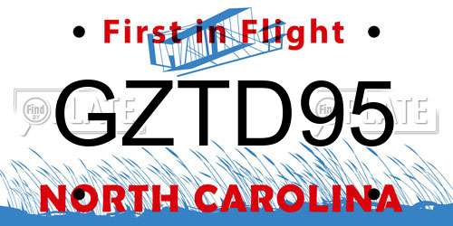 GZTD95 North Carolina License Plate