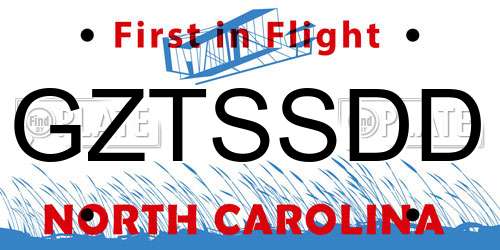GZTSSDD North Carolina License Plate