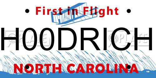 H00DRICH North Carolina License Plate