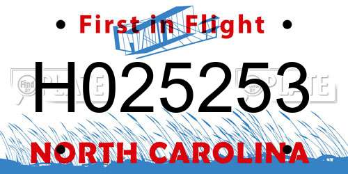 H025253 North Carolina License Plate