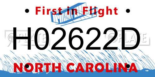 H02622D North Carolina License Plate