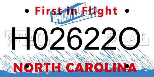 H02622O North Carolina License Plate