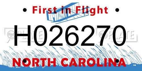 H026270 North Carolina License Plate