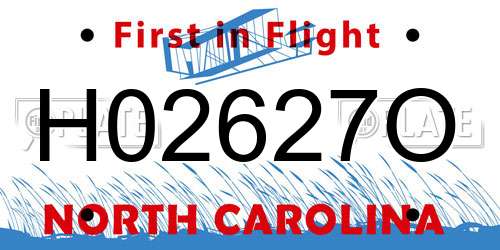 H02627O North Carolina License Plate