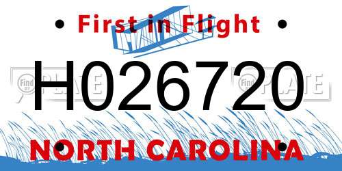 H026720 North Carolina License Plate