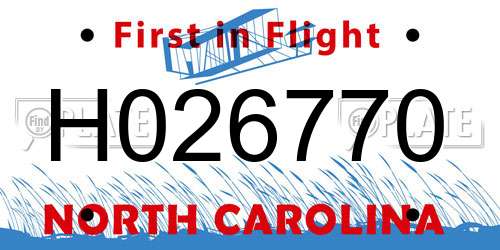 H026770 North Carolina License Plate