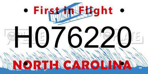 H076220 North Carolina License Plate