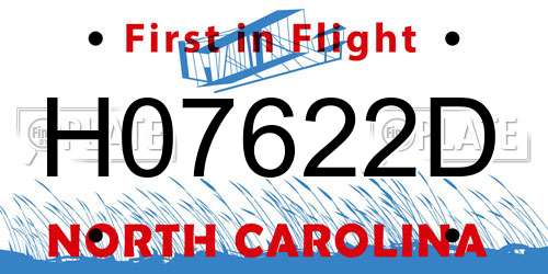 H07622D North Carolina License Plate