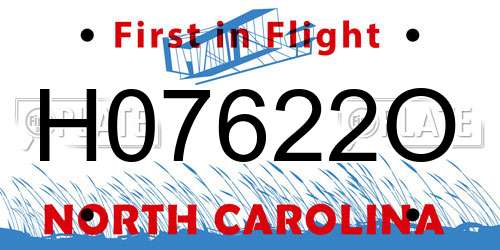 H07622O North Carolina License Plate