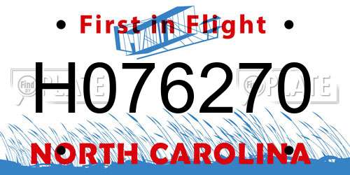H076270 North Carolina License Plate