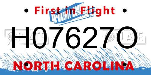 H07627O North Carolina License Plate
