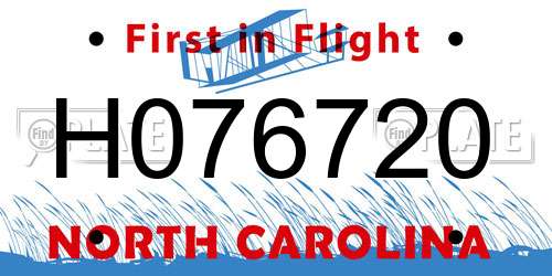 H076720 North Carolina License Plate