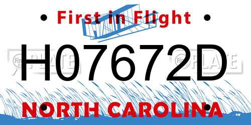 H07672D North Carolina License Plate