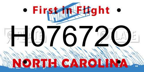 H07672O North Carolina License Plate