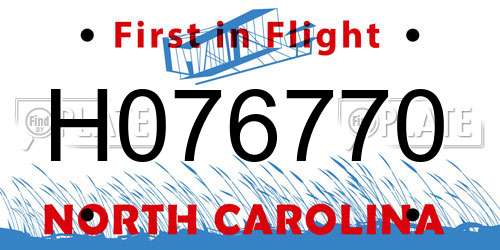 H076770 North Carolina License Plate