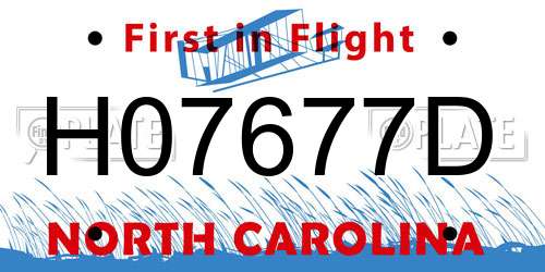 H07677D North Carolina License Plate