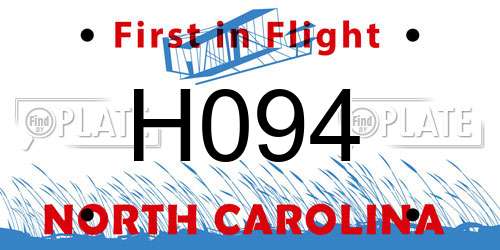 H094 North Carolina License Plate