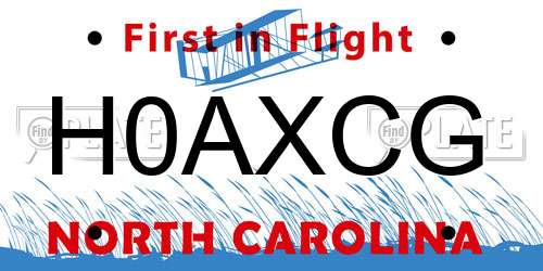 H0AXCG North Carolina License Plate