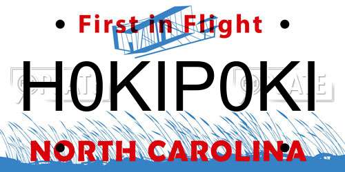 H0KIP0KI North Carolina License Plate