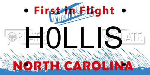 H0LLIS North Carolina License Plate