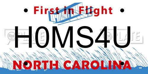 H0MS4U North Carolina License Plate