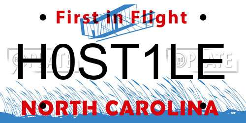 H0ST1LE North Carolina License Plate