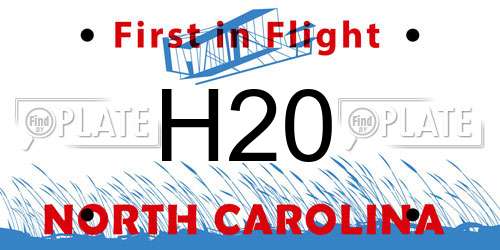 H20 North Carolina License Plate