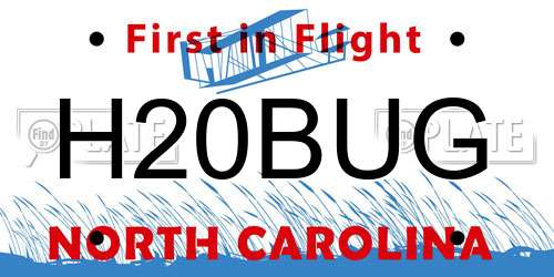 H20BUG North Carolina License Plate