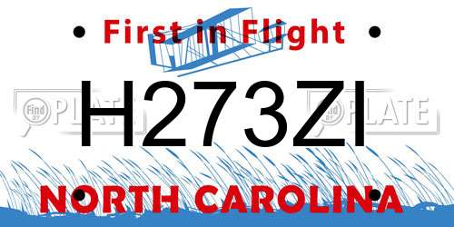 H273ZI North Carolina License Plate