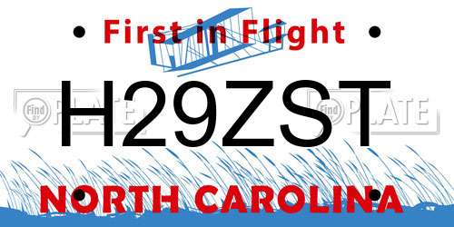 H29ZST North Carolina License Plate