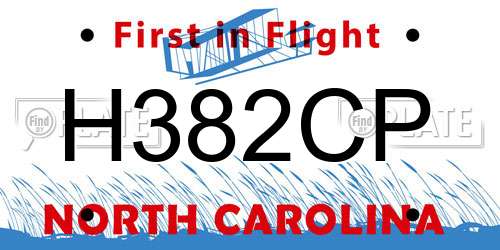 H382CP North Carolina License Plate