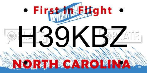 H39KBZ North Carolina License Plate