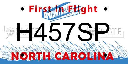 H457SP North Carolina License Plate