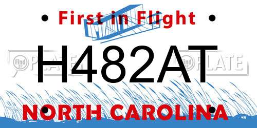 H482AT North Carolina License Plate