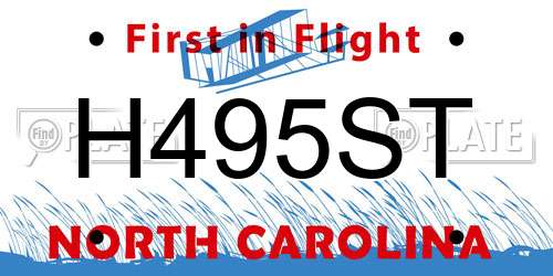 H495ST North Carolina License Plate