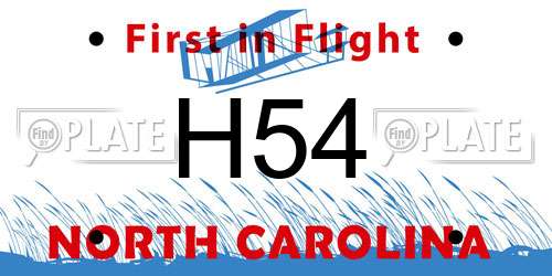 H54 North Carolina License Plate
