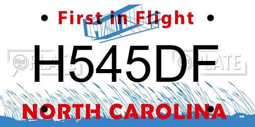 H545DF North Carolina License Plate