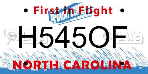 H545OF North Carolina License Plate
