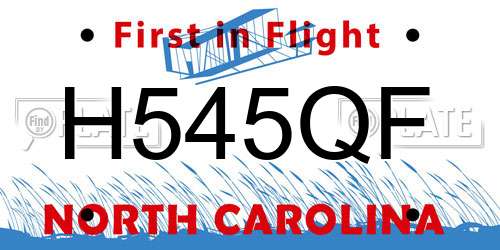H545QF North Carolina License Plate
